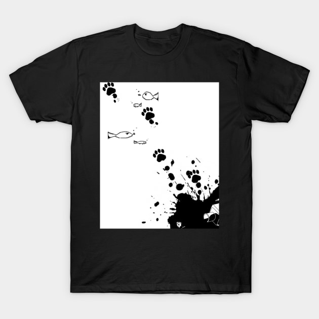 Ink Cat Tracks T-Shirt by WickedFaery